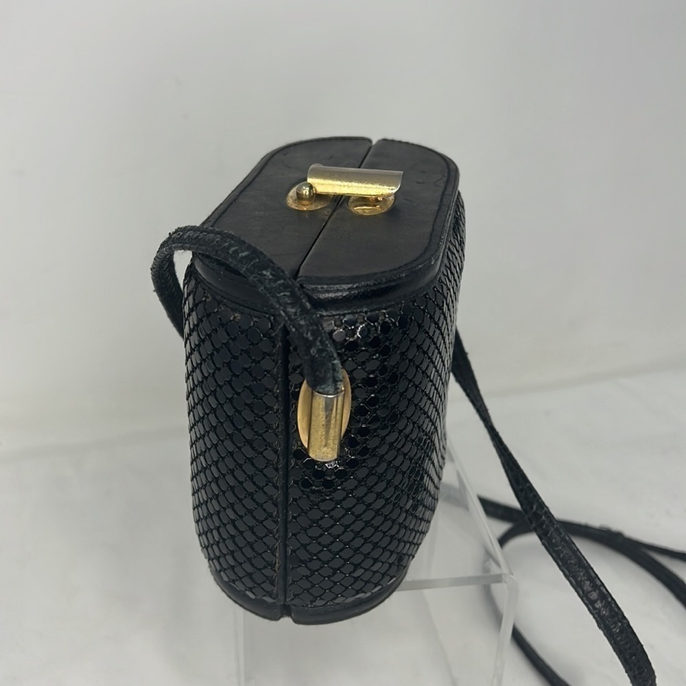 Aluminum Black Mesh Structured Crossbody Bag - Picture 3 of 12